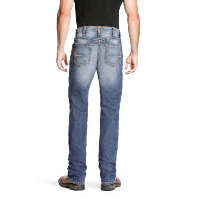 Ariat Work: Rebar M4 Low Rise DuraStretch Edge Boot Cut Pantalones Vaqueros Hombre - Azules (JKWCN27